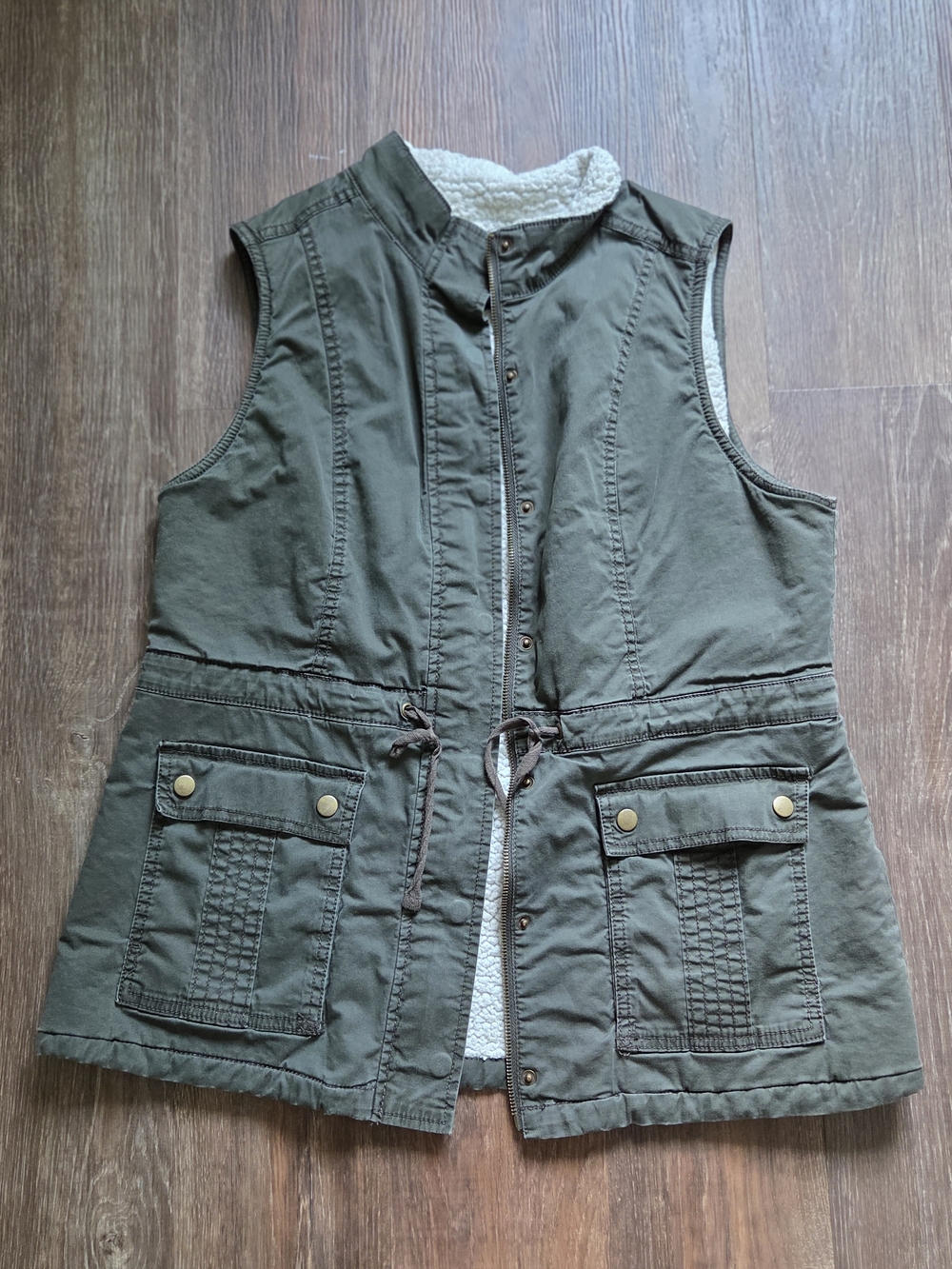 Sonoma Olive Green Utility Vest with Sherpa Lining